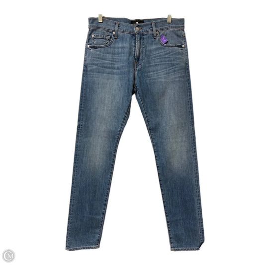 Jeans Straight By 7 For All Mankind In Blue Denim, Size: 14