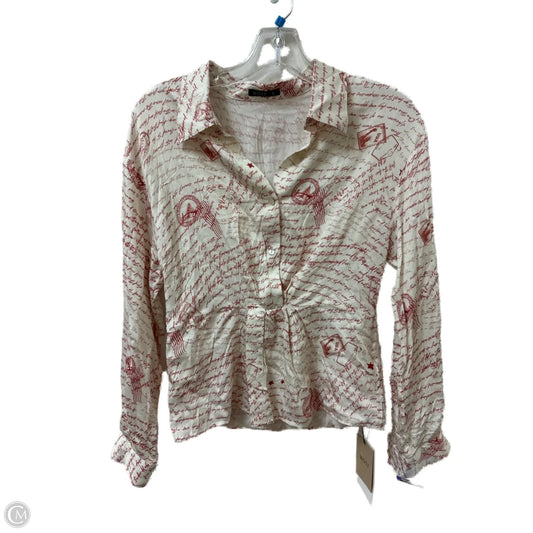 Blouse Long Sleeve By Clothes Mentor In Cream, Size: S