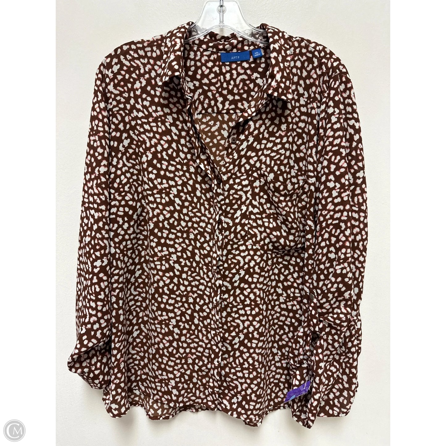 Blouse Long Sleeve By Apt 9 In Brown, Size: 1x