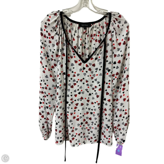 Top Long Sleeve By Karen Kane In Red & White, Size: S