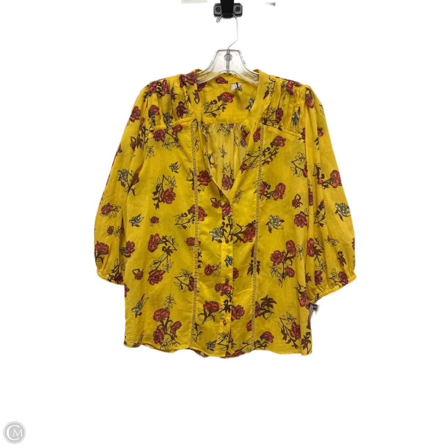 Blouse Long Sleeve By Clothes Mentor In Yellow, Size: M