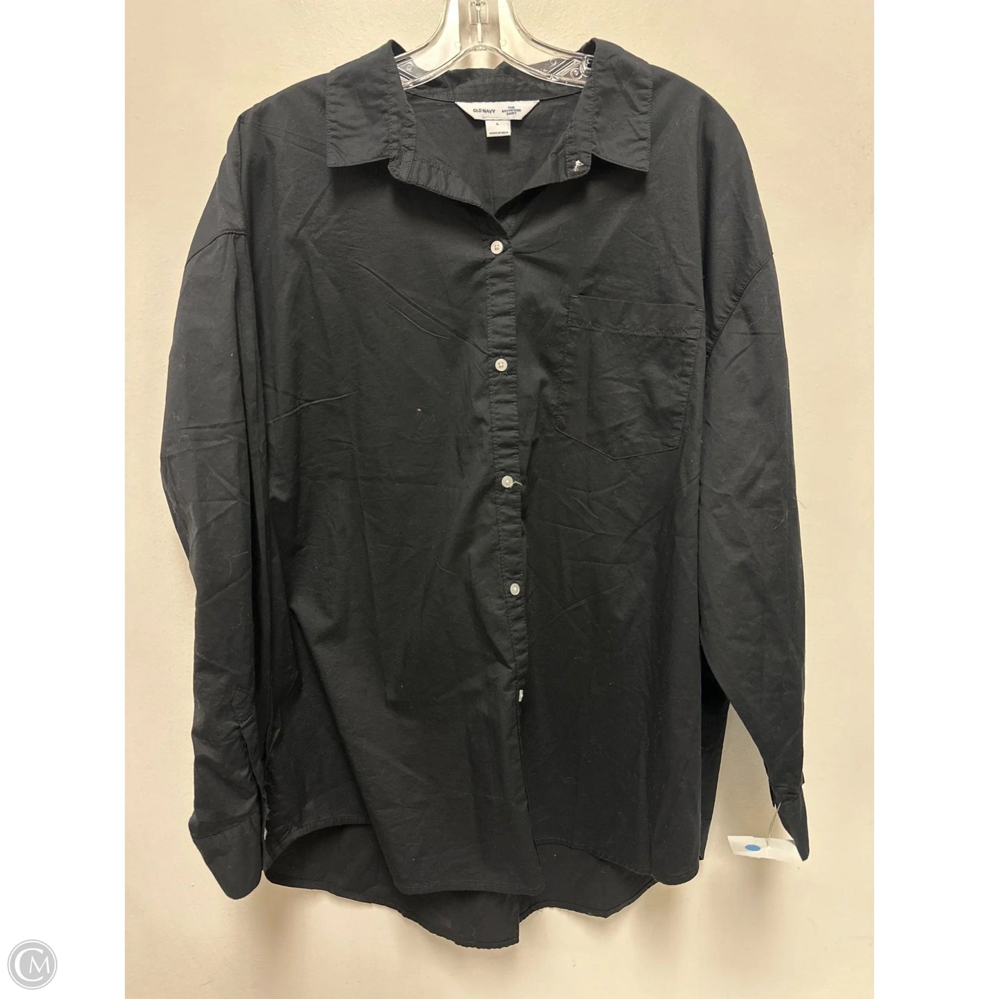 Blouse Long Sleeve By Old Navy In Black, Size: L