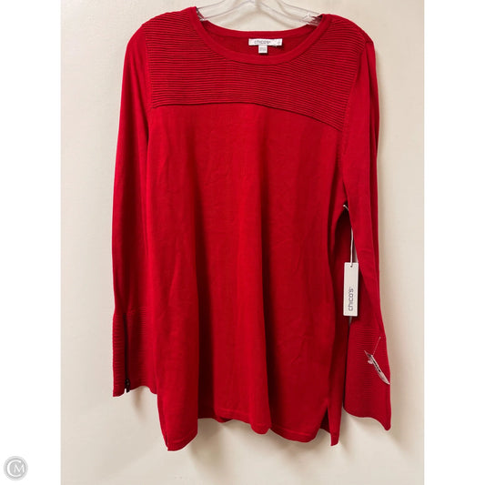 Tunic Long Sleeve By Chicos In Red, Size: M