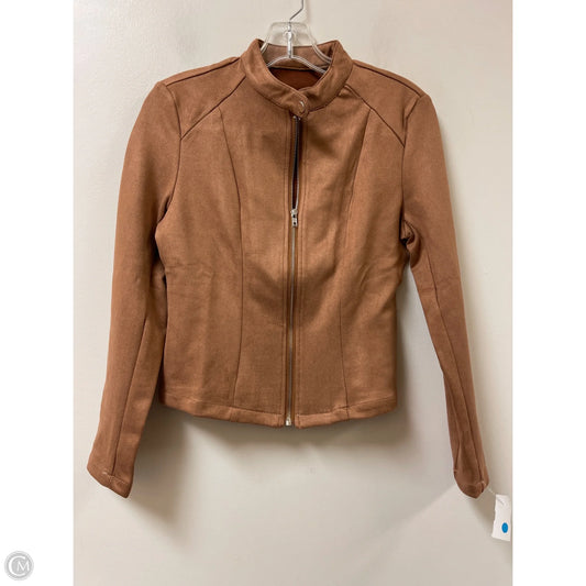 Jacket Moto By Clothes Mentor In Brown, Size: Xs
