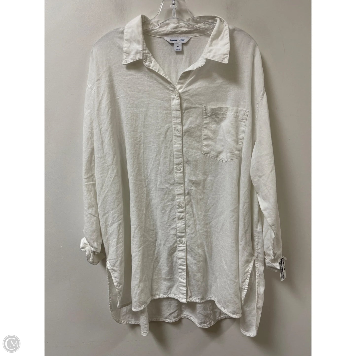 Blouse Long Sleeve By Old Navy In White, Size: 2x