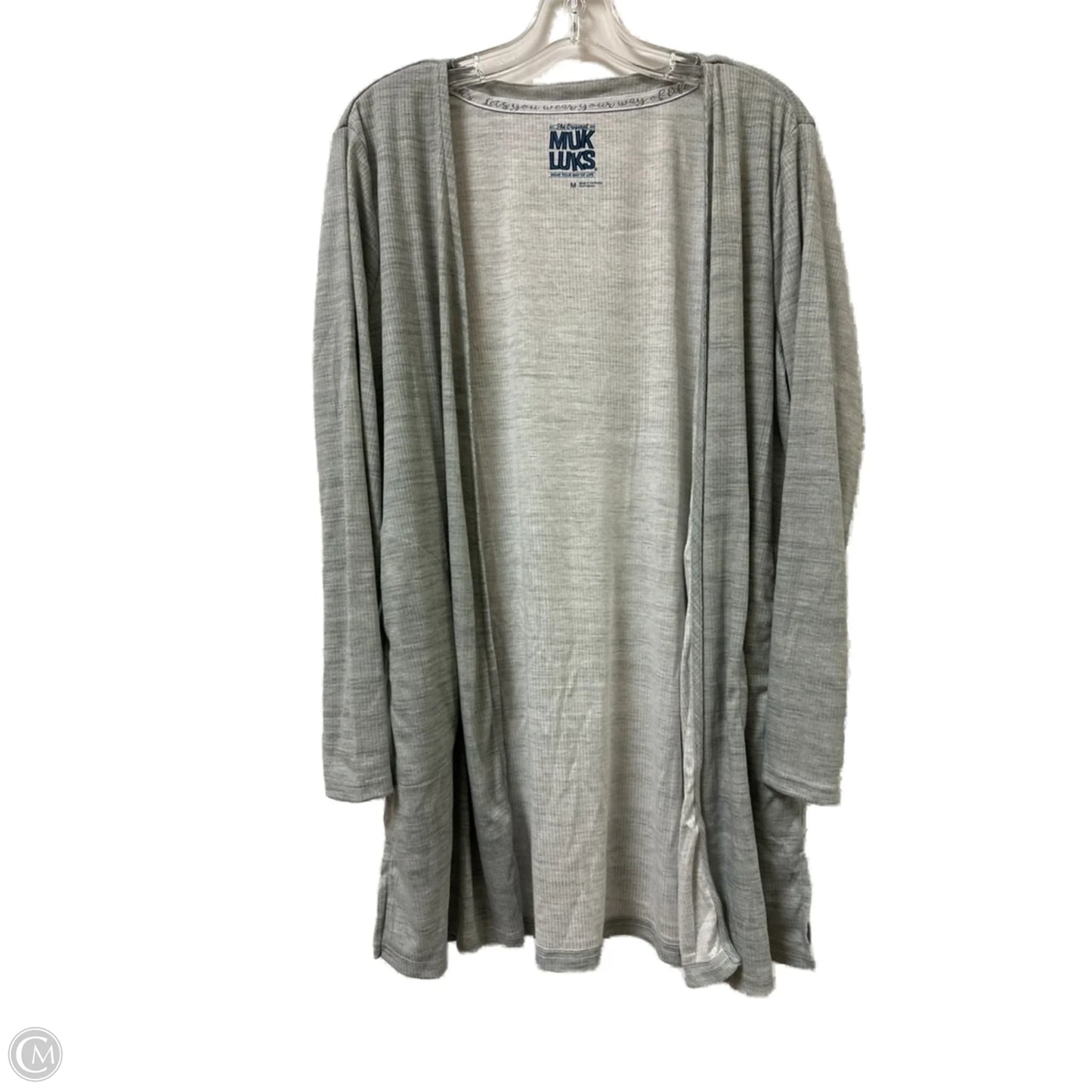 Sweater Cardigan By Muk Luks In Grey, Size: M