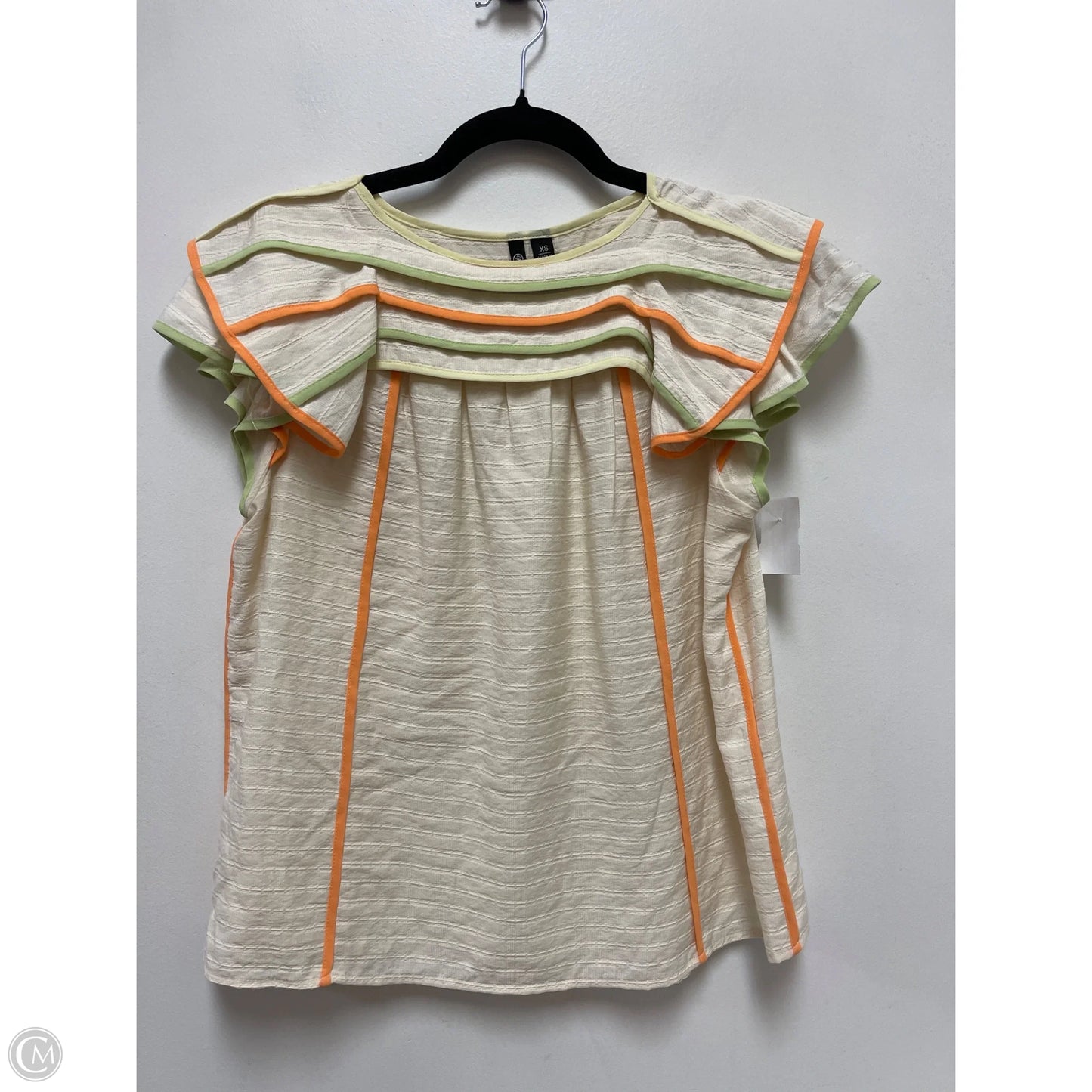 Top Short Sleeve By Versona In Cream, Size: Xs