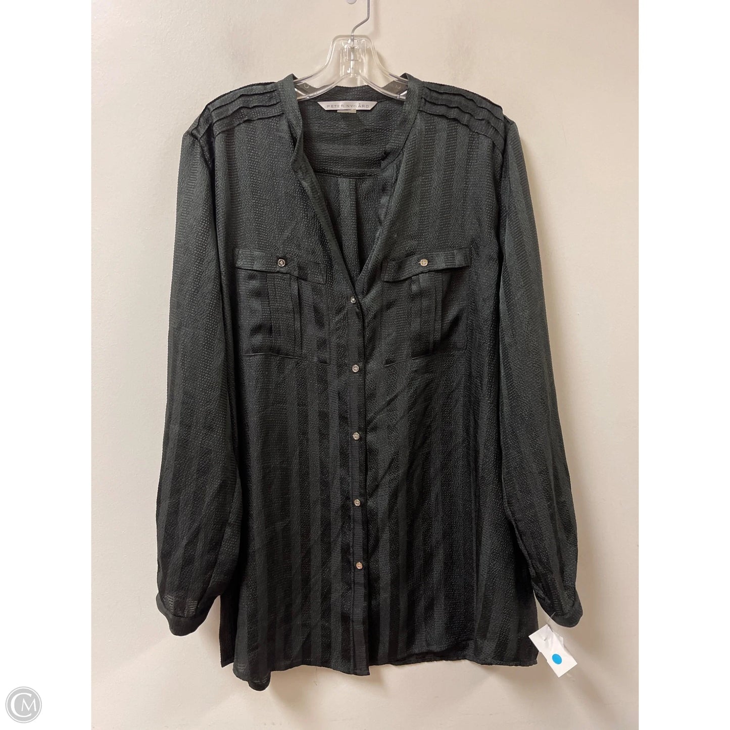 Blouse Long Sleeve By Peter Nygard In Black, Size: 1x