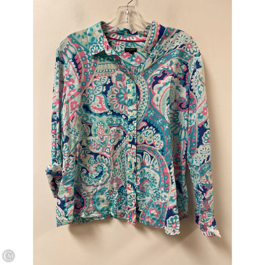 Blouse Long Sleeve By Talbots In Blue, Size: Xl