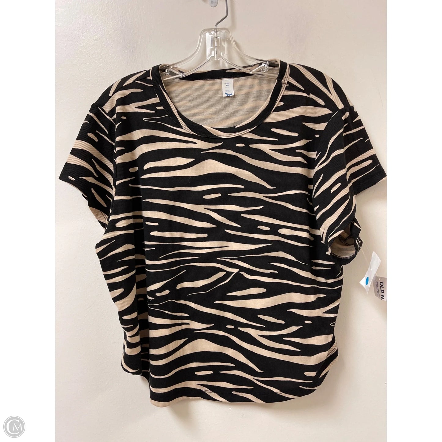 Top Short Sleeve By Old Navy In Black & Cream, Size: 1x