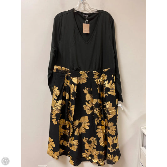 Dress Party Long By Clothes Mentor In Gold, Size: 1x