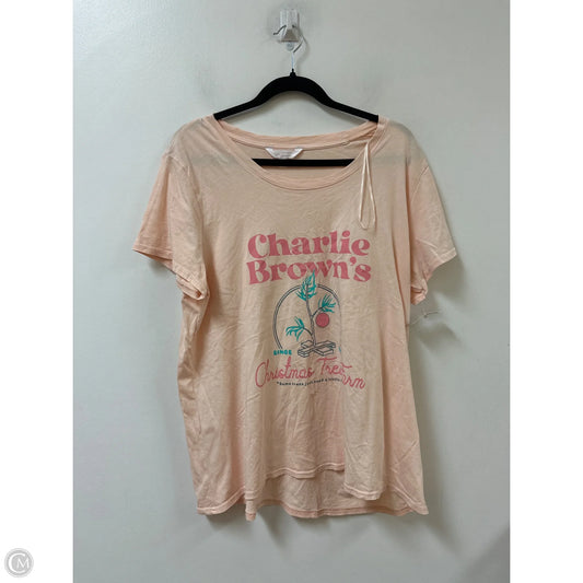 Top Short Sleeve By Lc Lauren Conrad In Peach, Size: 2x