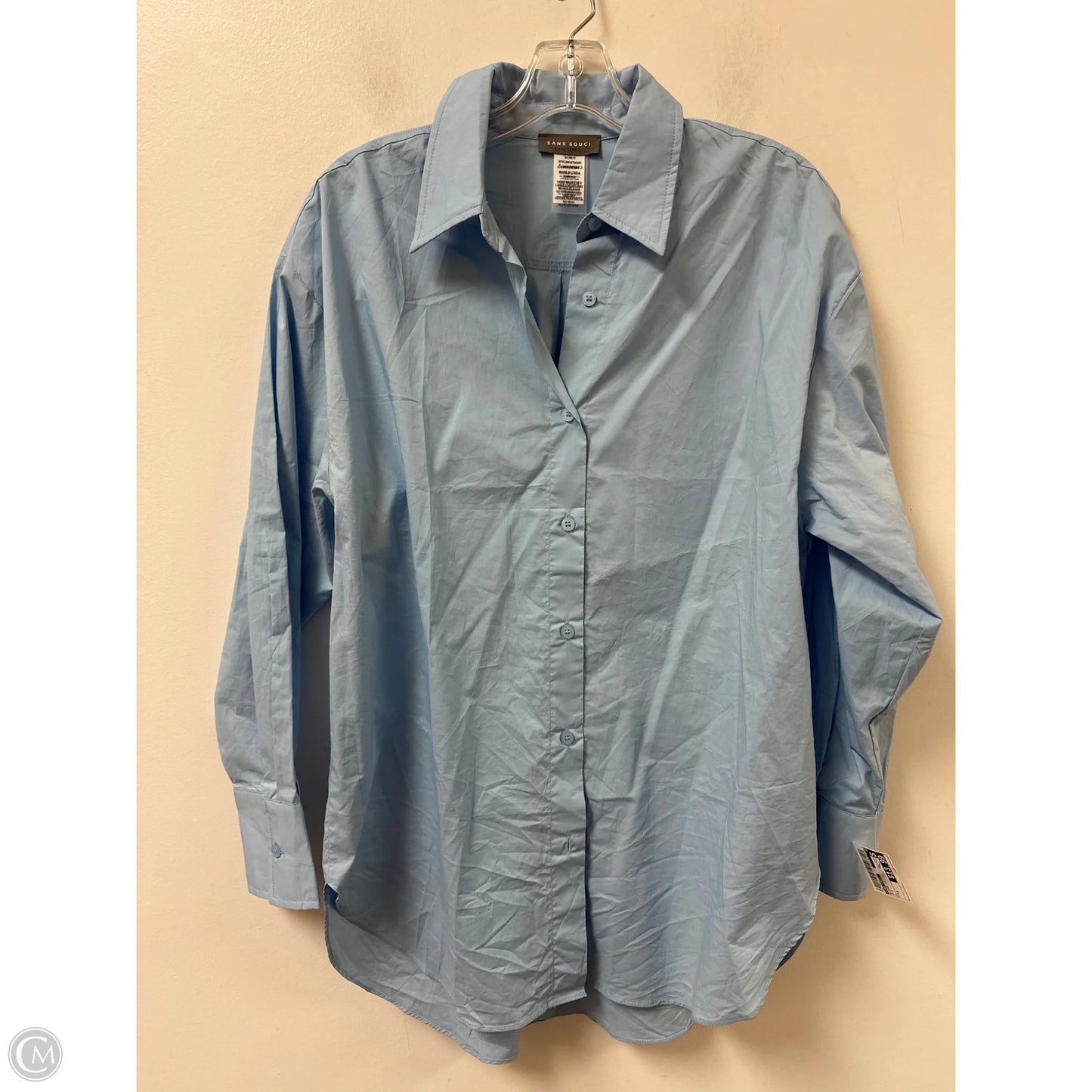 Blouse Long Sleeve By Sans Souci In Blue, Size: S