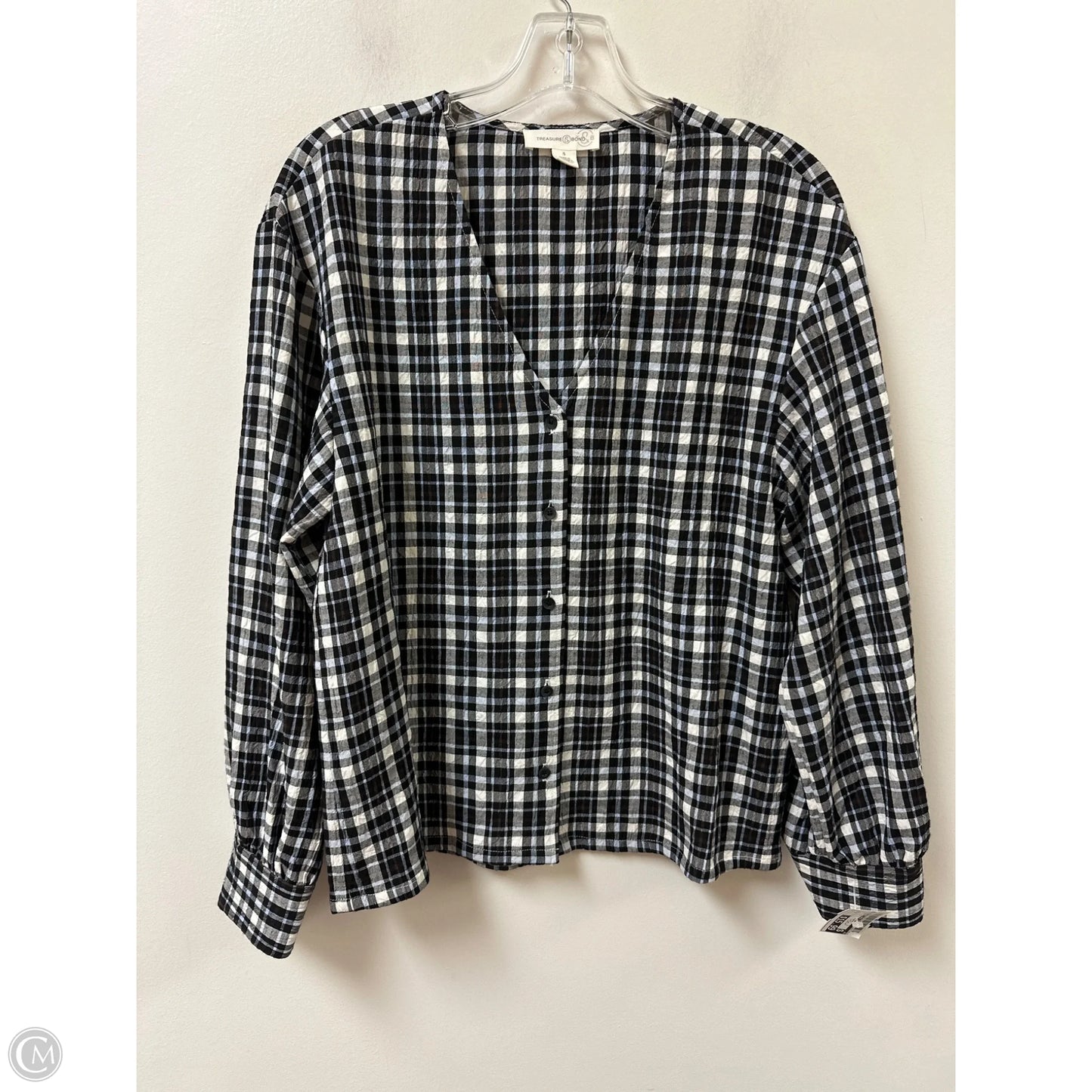 Blouse Long Sleeve By Treasure And Bond In Blue, Size: S