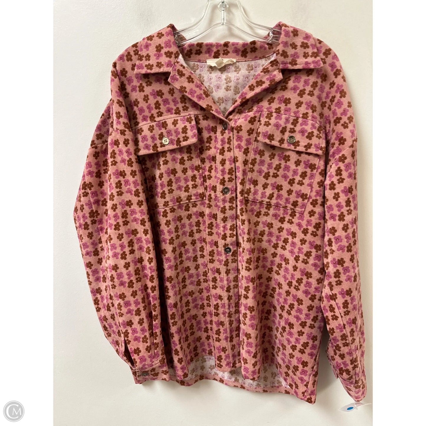 Jacket Shirt By Entro In Pink, Size: M