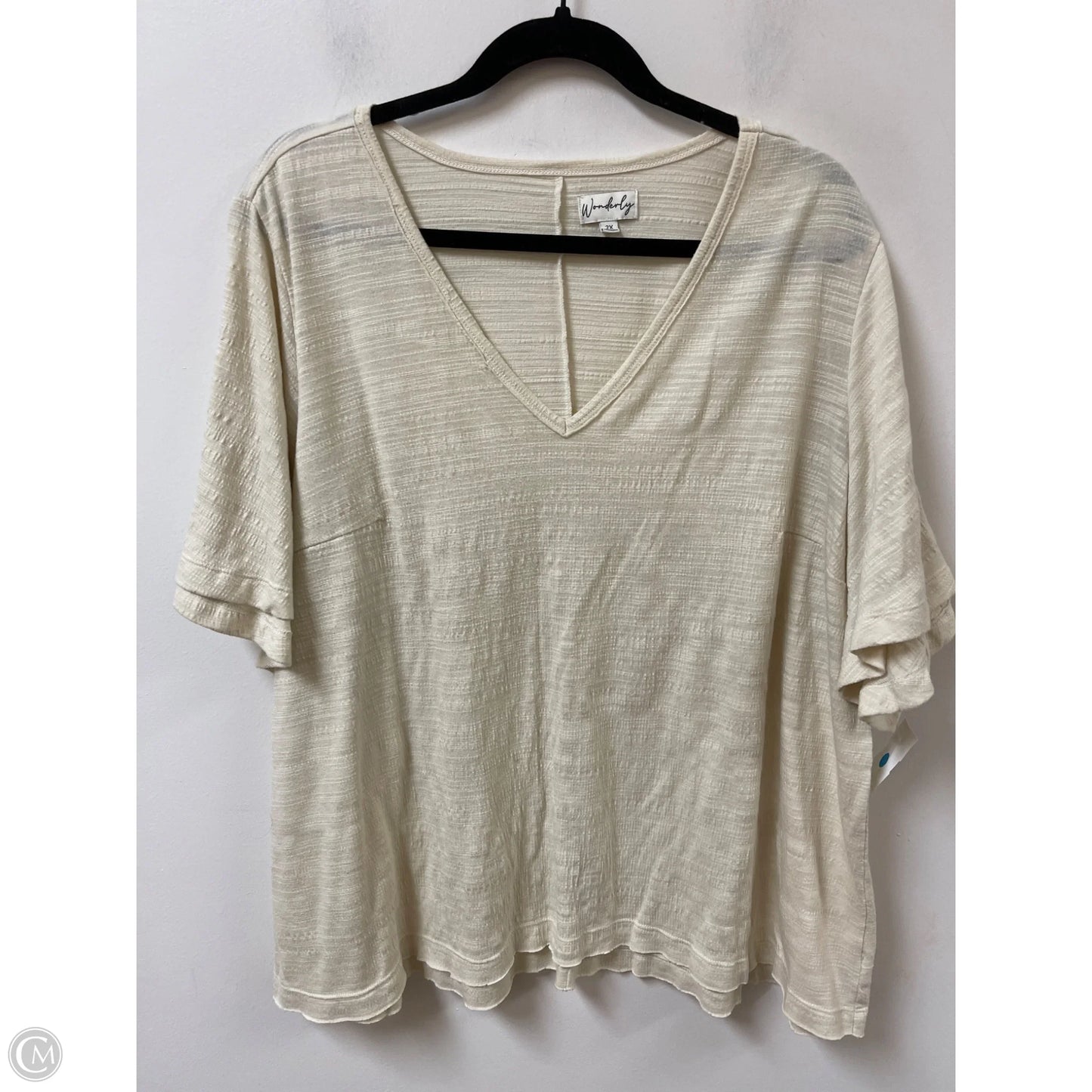 Top Short Sleeve By Wonderly In Cream, Size: 2x