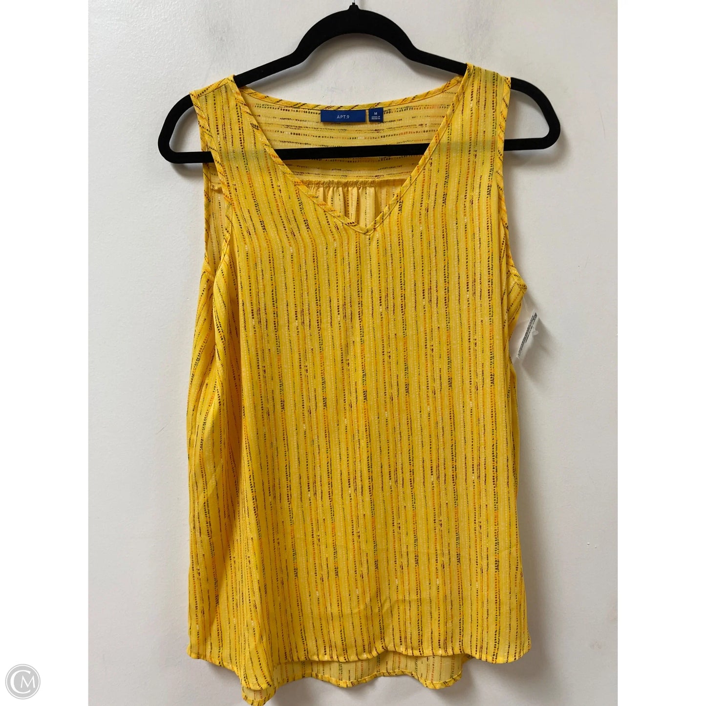 Top Sleeveless By Apt 9 In Yellow, Size: M