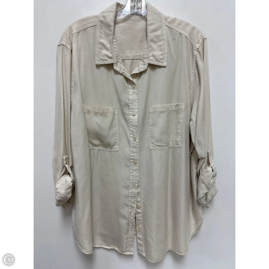 Blouse Long Sleeve By Calvin Klein In Cream, Size: 1x