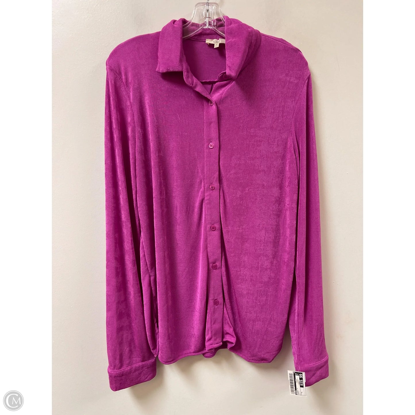 Blouse Long Sleeve By Easel In Purple, Size: M