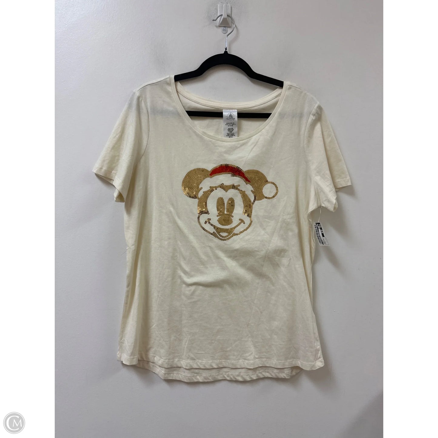 Top Short Sleeve By Clothes Mentor In Cream, Size: L