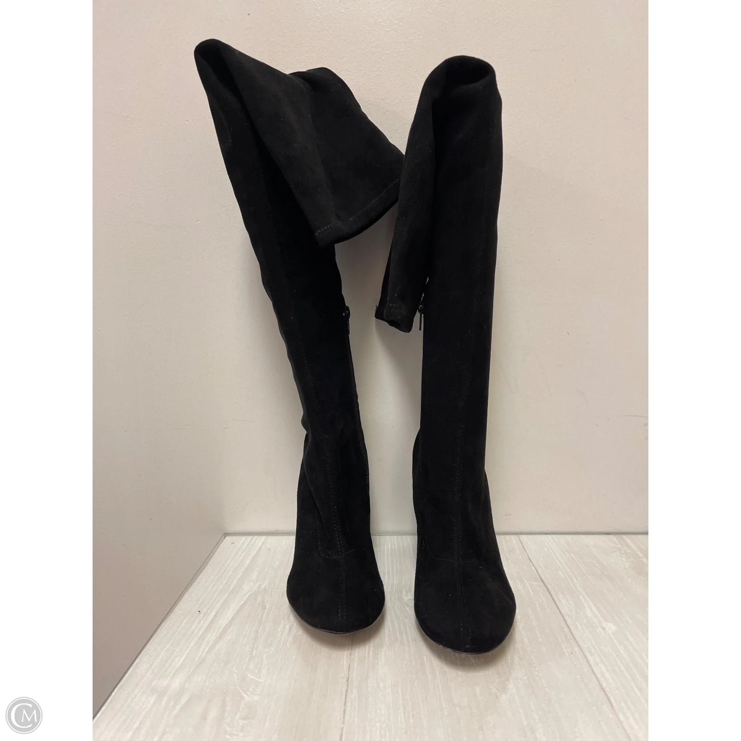 Boots Knee Heels By Clothes Mentor In Black, Size: 7