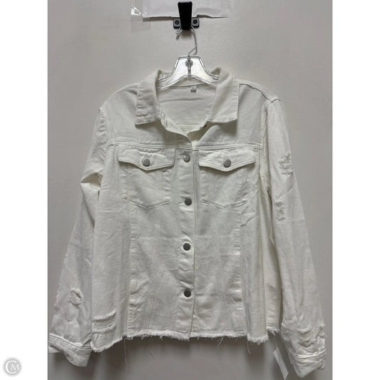 Jacket Denim By Clothes Mentor In White Denim, Size: Xl