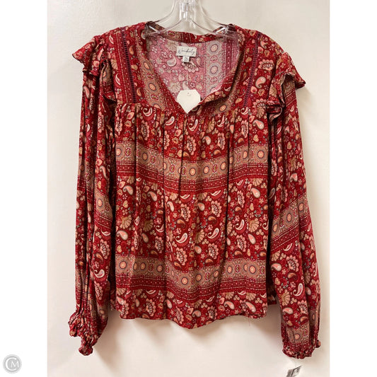 Top Long Sleeve By Wonderly In Red, Size: Xlp