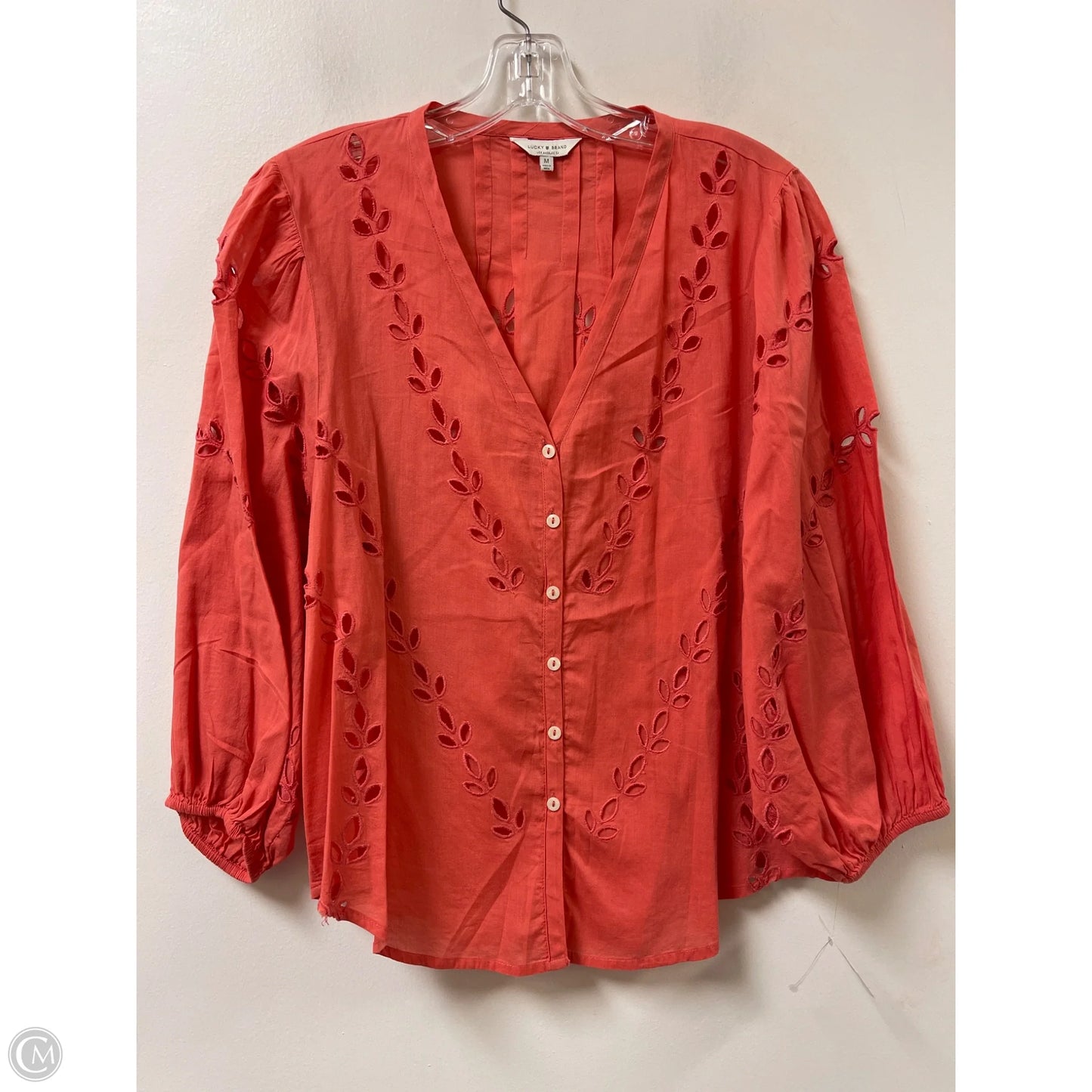 Top Long Sleeve By Lucky Brand In Orange, Size: M