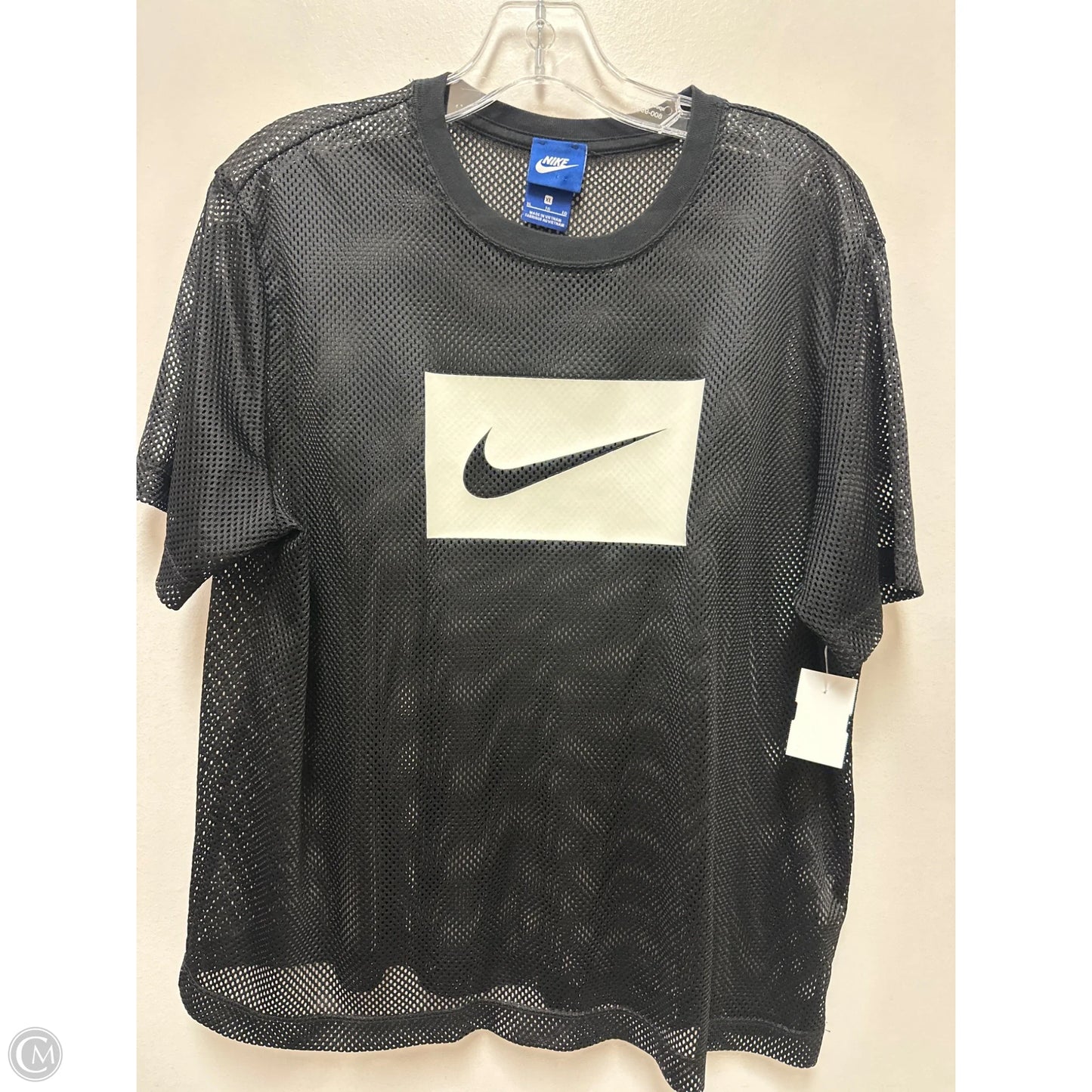 Athletic Top Short Sleeve By Nike In Black, Size: Xl