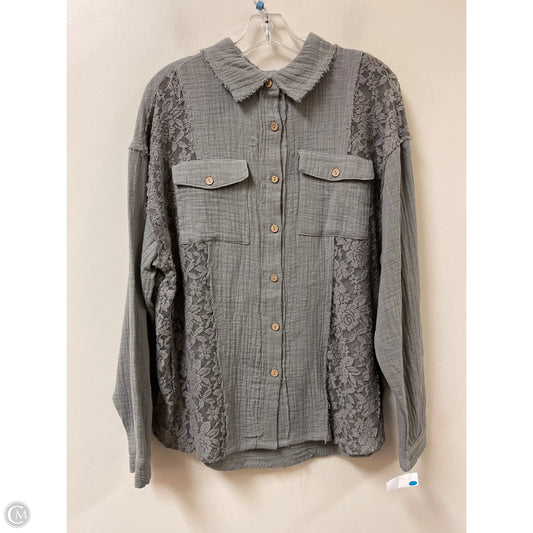 Blouse Long Sleeve By Bke In Grey, Size: M