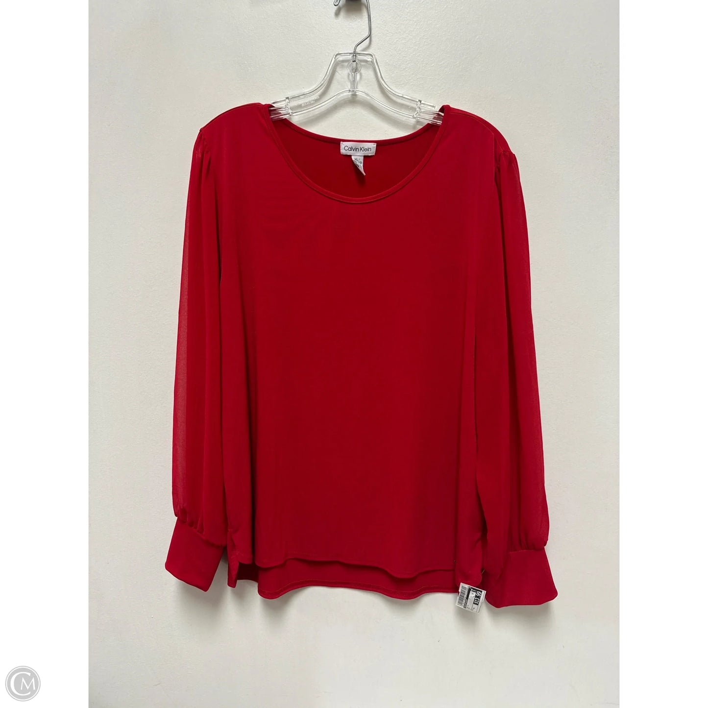 Top Long Sleeve By Calvin Klein In Red, Size: Xl
