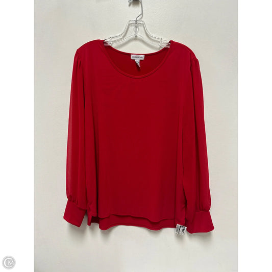 Top Long Sleeve By Calvin Klein In Red, Size: Xl