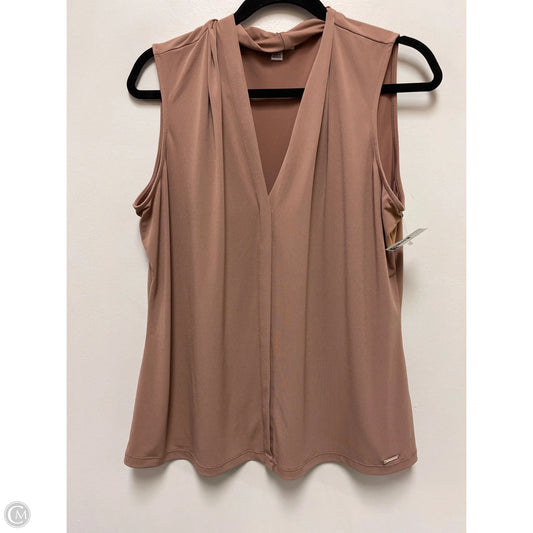 Top Sleeveless By Calvin Klein In Brown, Size: Xl
