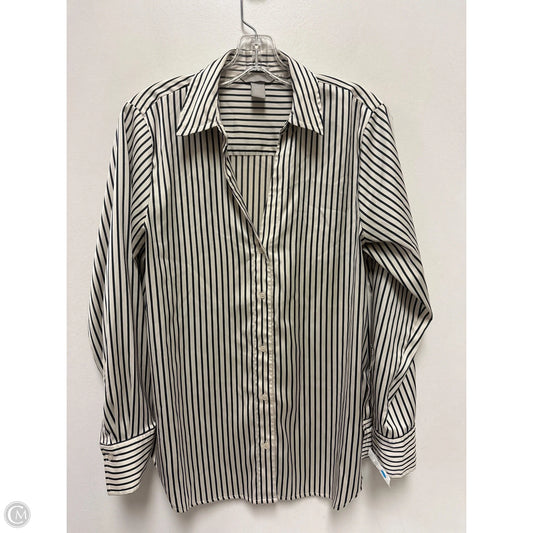 Blouse Long Sleeve By H&m In Cream, Size: M