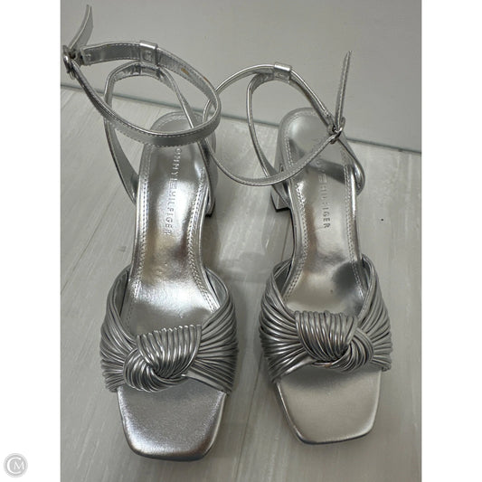 Sandals Heels Block By Tommy Hilfiger In Silver, Size: 8