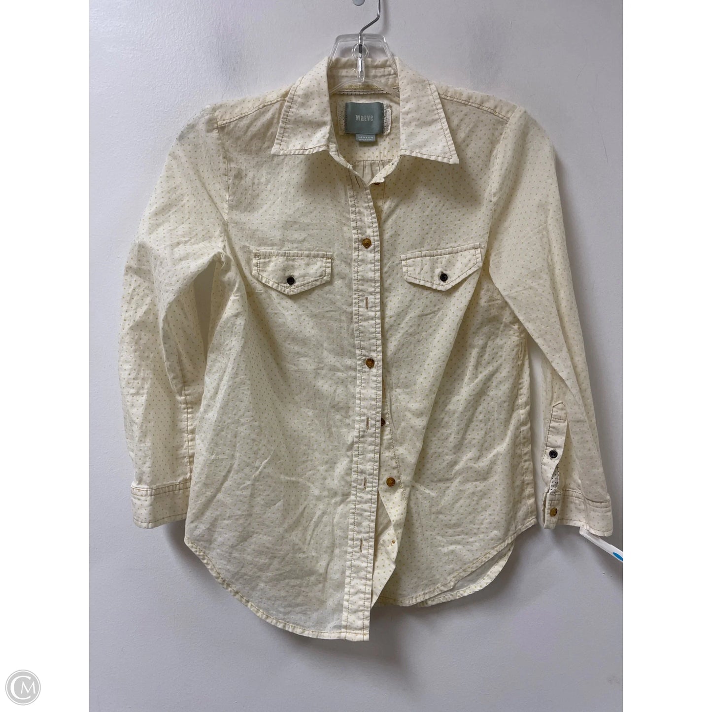 Blouse Long Sleeve By Maeve In Yellow, Size: Xs