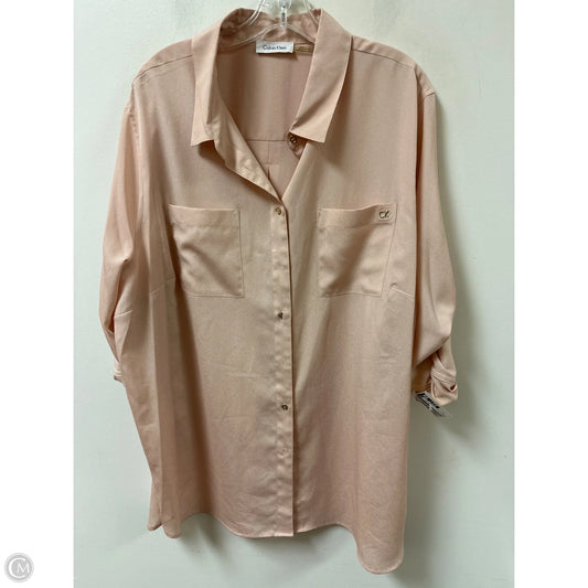 Blouse Long Sleeve By Calvin Klein In Pink, Size: Xl