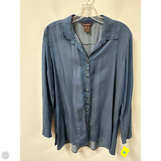 Tunic Long Sleeve By Multiples In Blue, Size: M