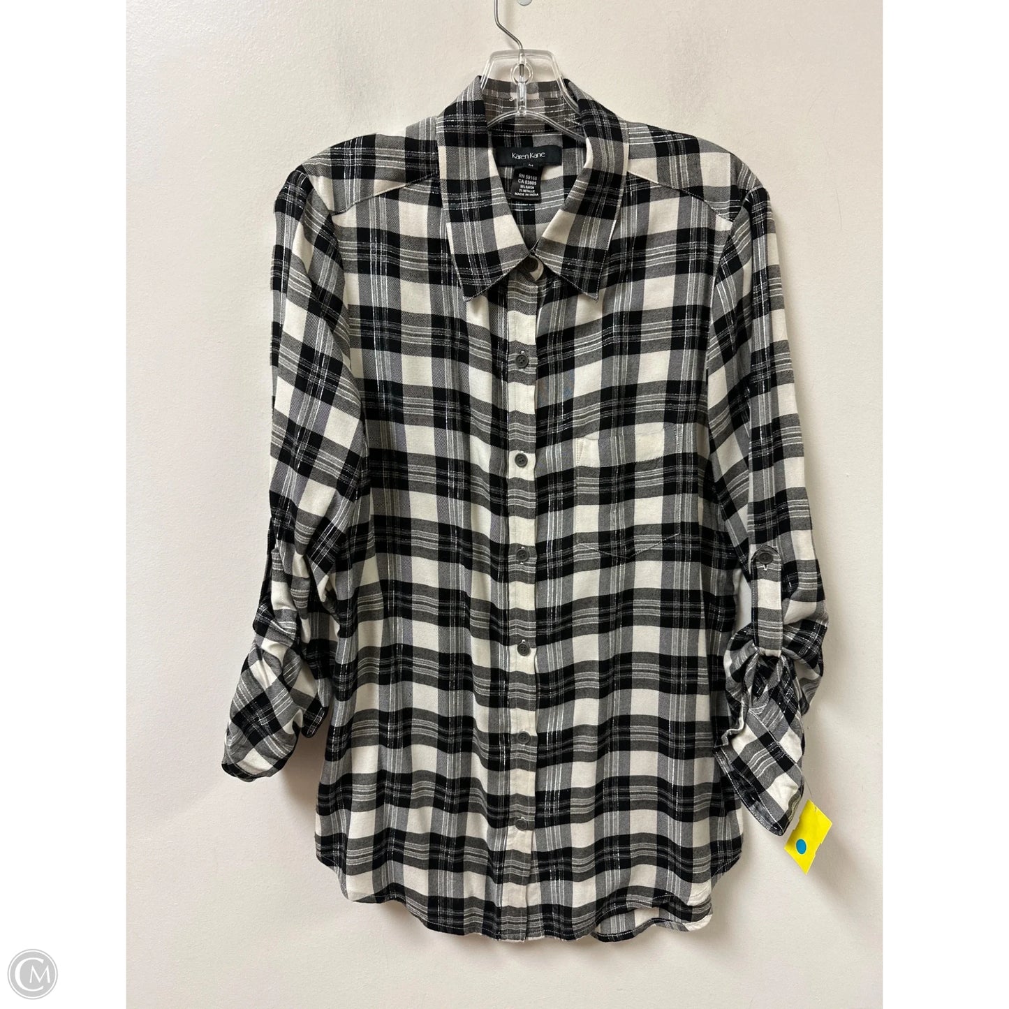 Blouse Long Sleeve By Karen Kane In Black & White, Size: M