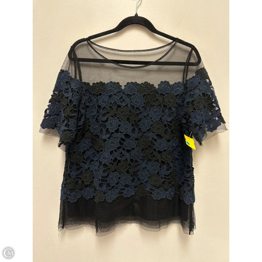 Top Short Sleeve By White House Black Market In Black & Blue, Size: L
