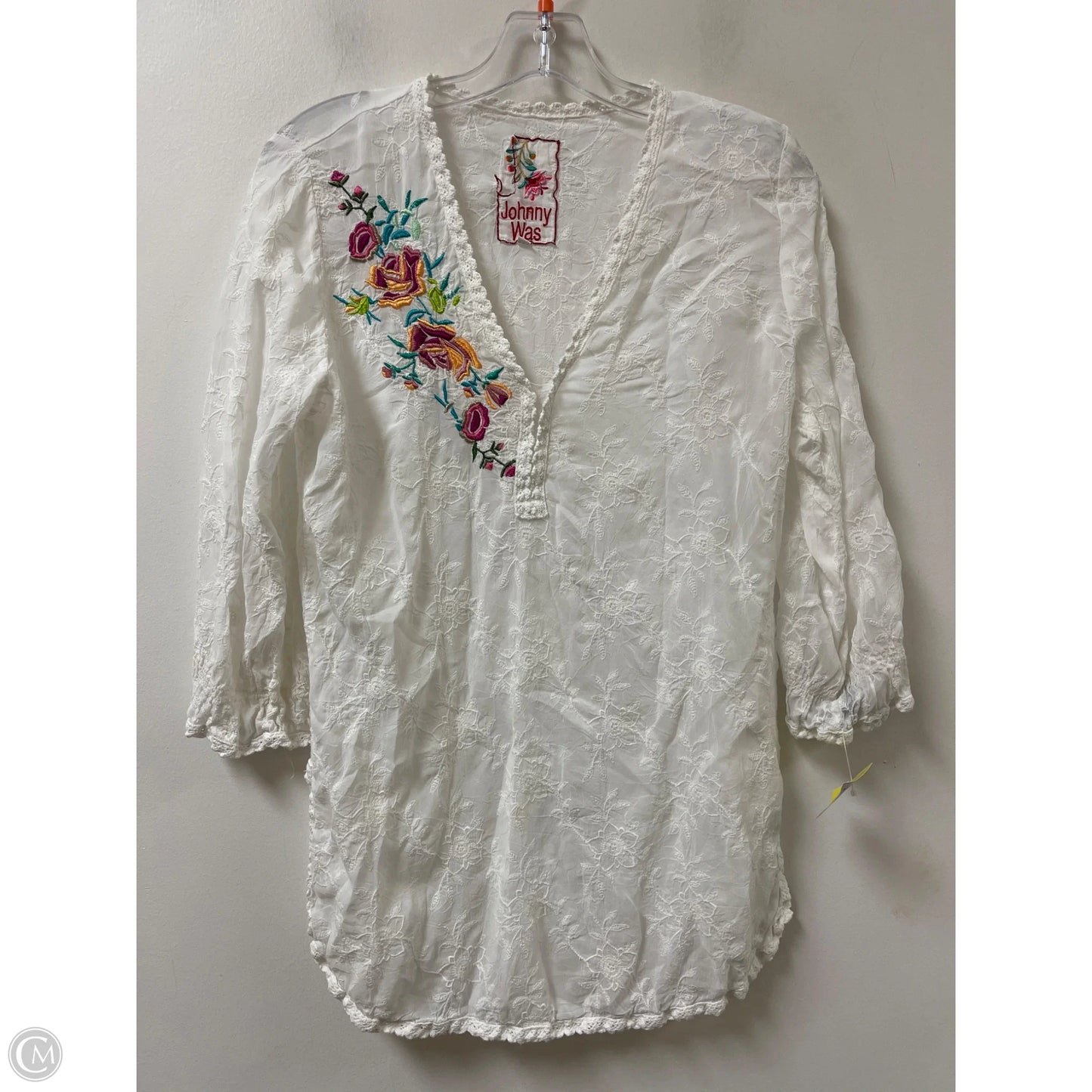 Tunic Long Sleeve By Johnny Was In White, Size: M