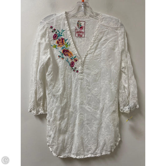 Tunic Long Sleeve By Johnny Was In White, Size: M