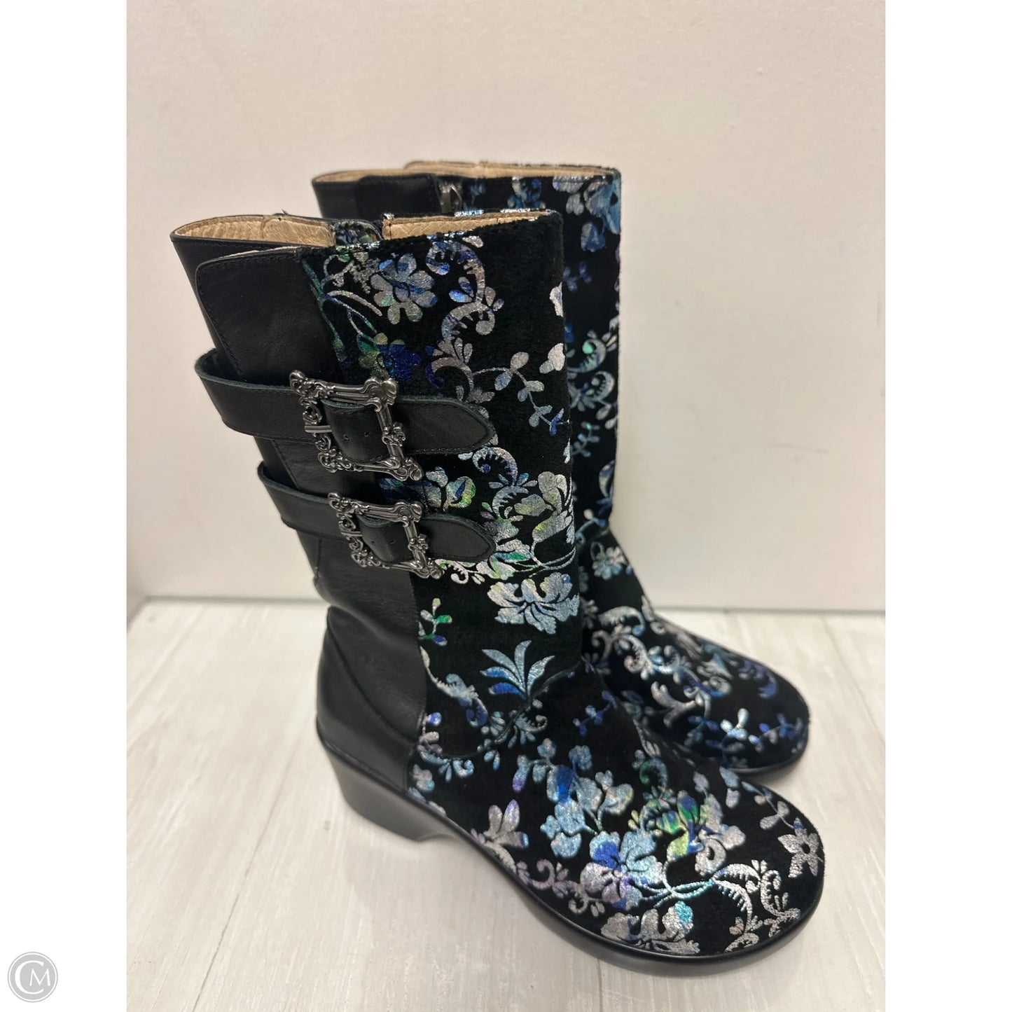 Boots Mid-calf Heels By Alegria In Black & Blue, Size: 6.5