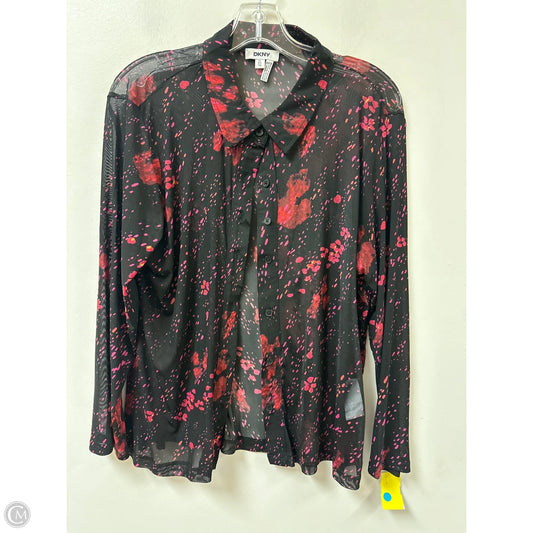 Blouse Long Sleeve By Dkny In Black, Size: Xl