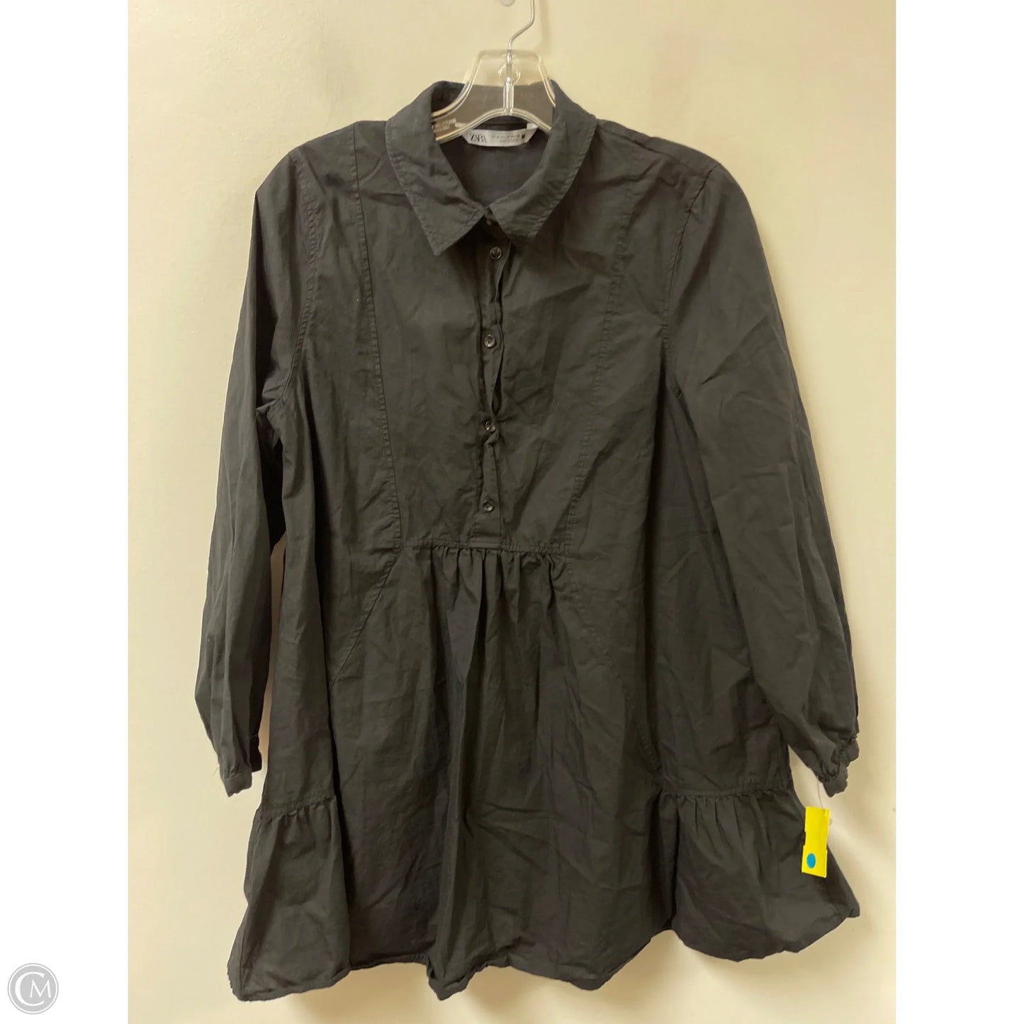 Tunic Long Sleeve By Zara In Black, Size: M