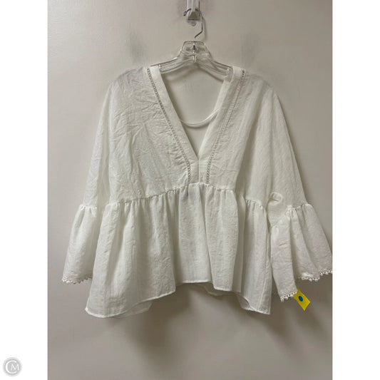 Top Long Sleeve By Zara In White, Size: L