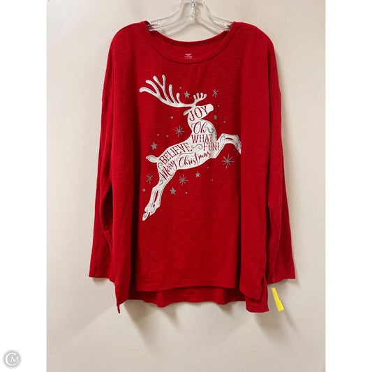 Top Long Sleeve By Holiday Time In Red, Size: 1x