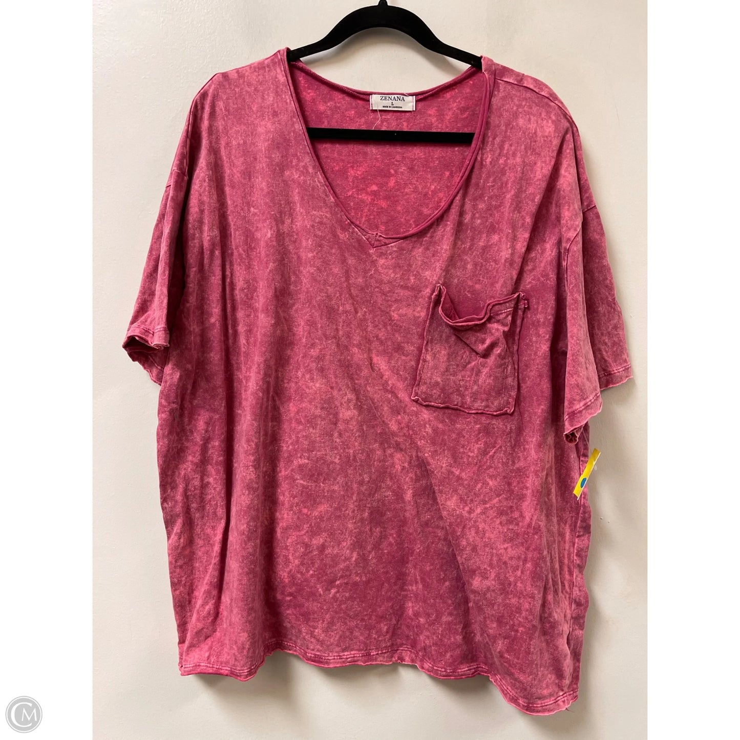 Top Short Sleeve By Zenana Outfitters In Pink, Size: L