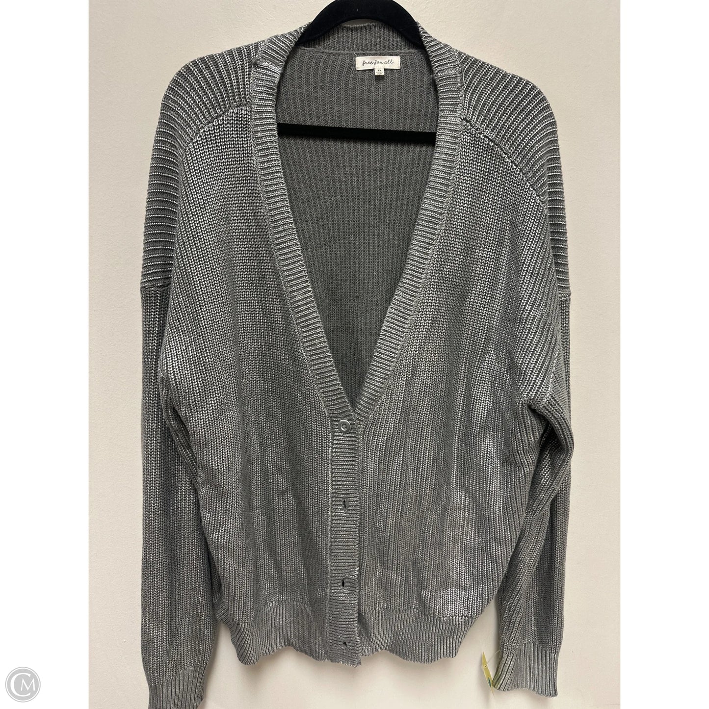 Sweater Cardigan By Clothes Mentor In Silver, Size: 3x