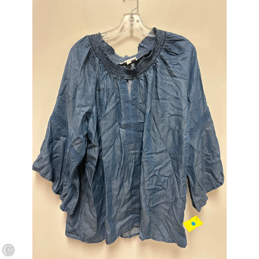 Top Long Sleeve By Clothes Mentor In Blue, Size: 2x